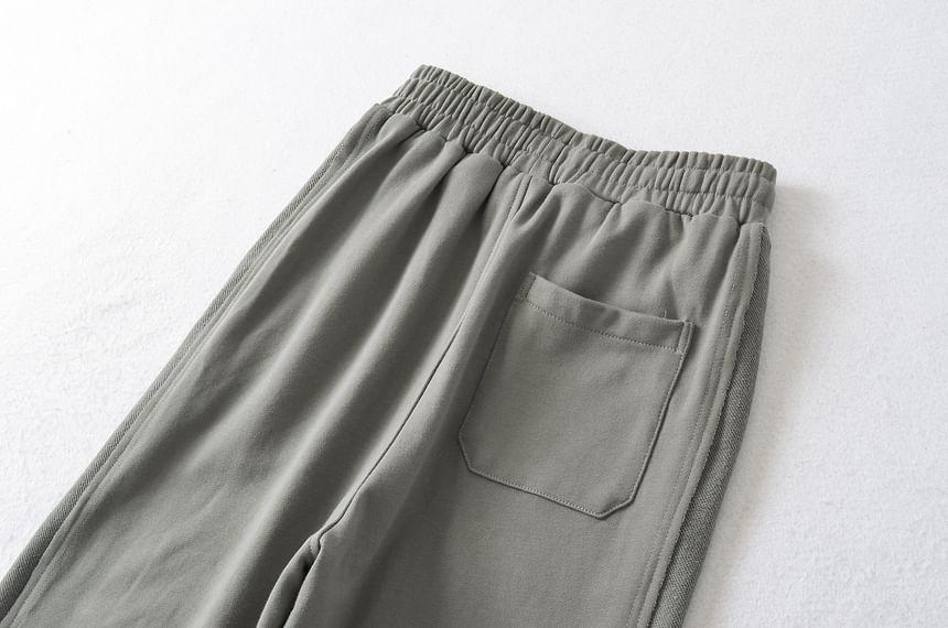 Drawstring Waist Plain Straight Leg Sweatpants Product Image
