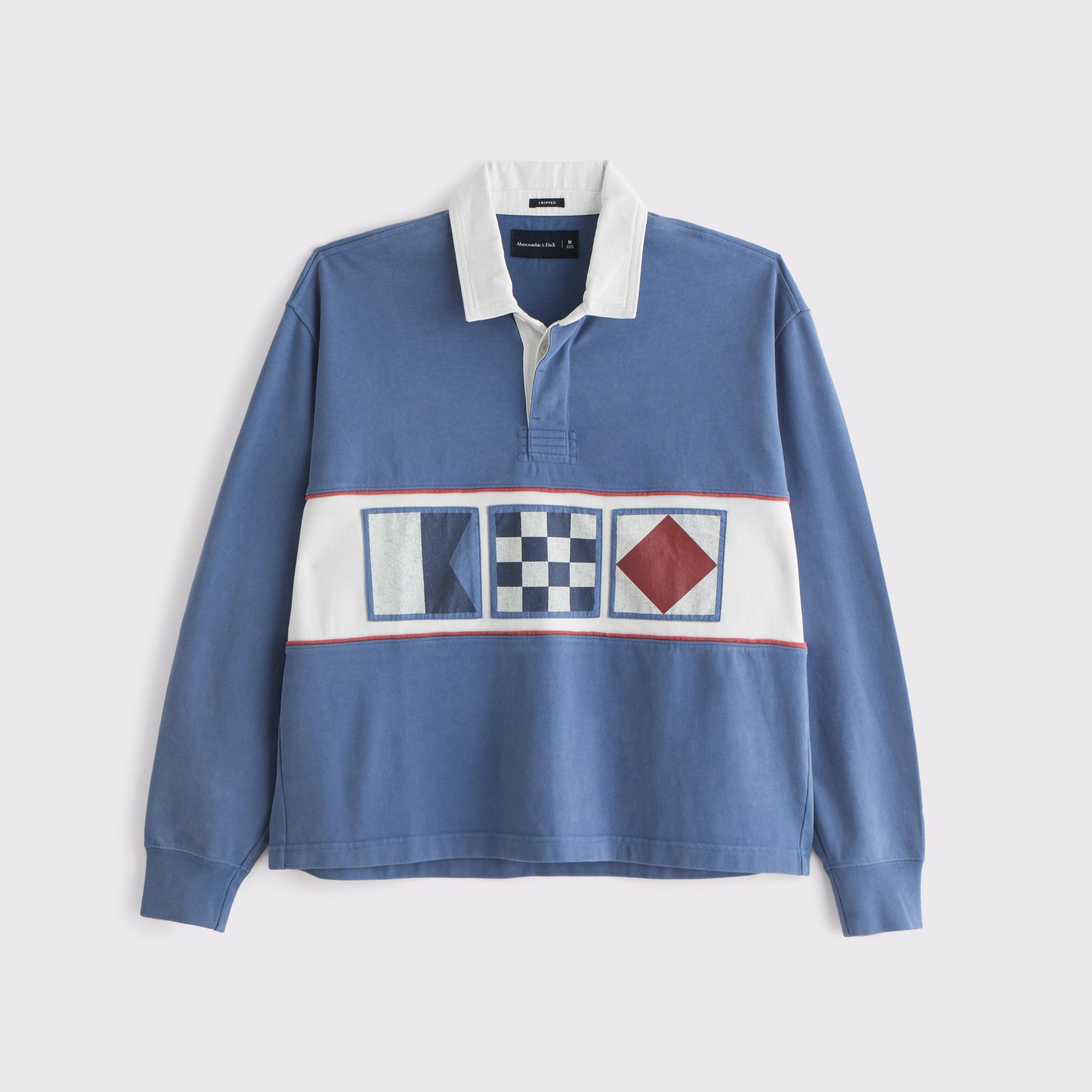 Long-Sleeve Cropped Rugby Polo Product Image