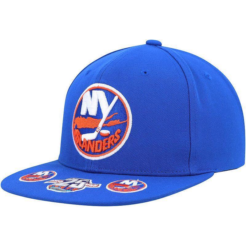 Men's Mitchell & Ness Royal New York Islanders Vintage Hat Trick Snapback Hat, Isl Blue Product Image