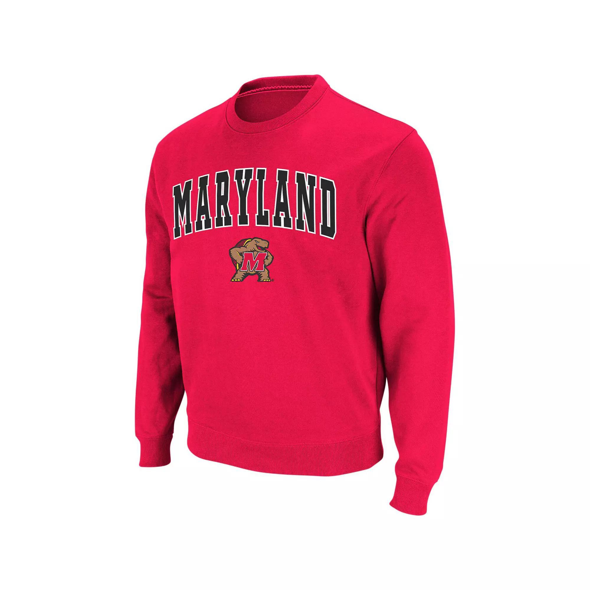 Men's Colosseum Red Maryland Terrapins Arch & Logo Crew Neck Sweatshirt, Size: Small Product Image