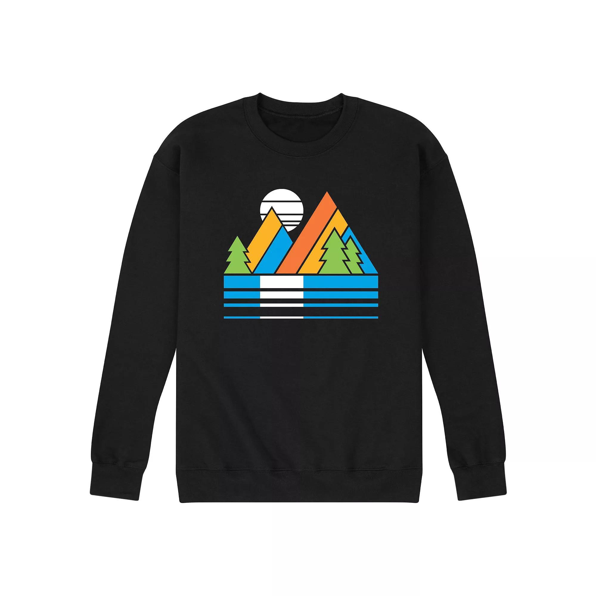 Mens Retro Mountains Sunset Graphic Fleece Product Image