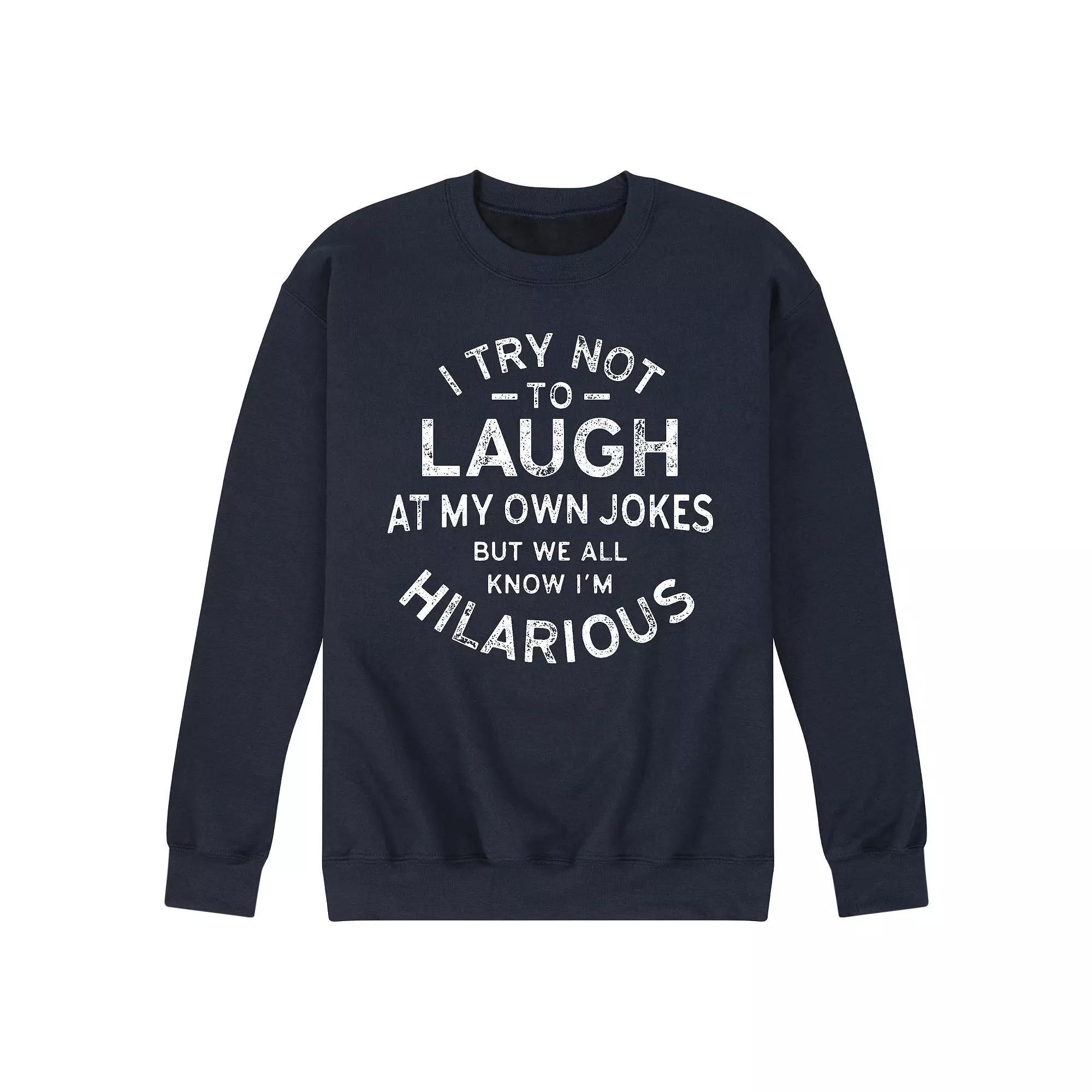 Mens I Try Not to Laugh at My Own Jokes Fleece Sweatshirt Heather Grey Product Image