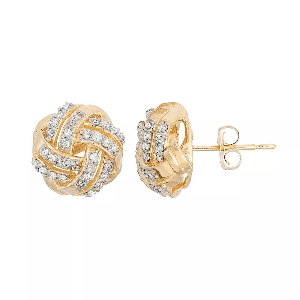 Tiara 10k Gold 1/3 Carat T.W. Love Knot Stud Earrings, Women's, 10k Yellow Gold Product Image