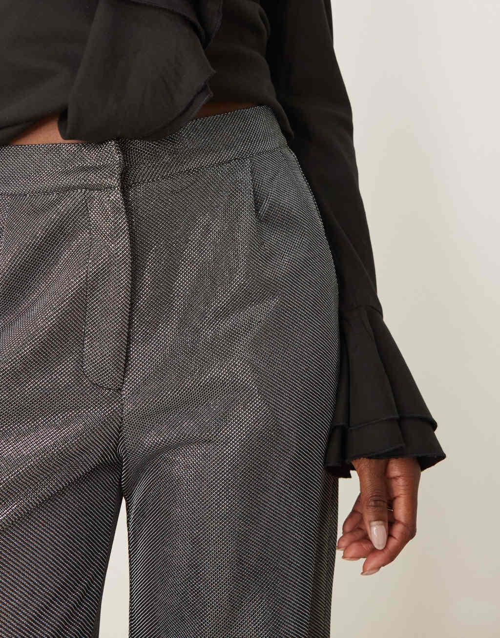 JDY wide leg pants in metallic silver  Product Image