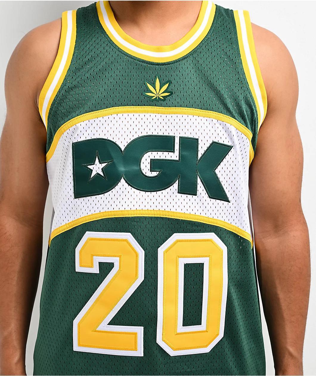 DGK Team Indica Green, Yellow & White Basketball Jersey Product Image