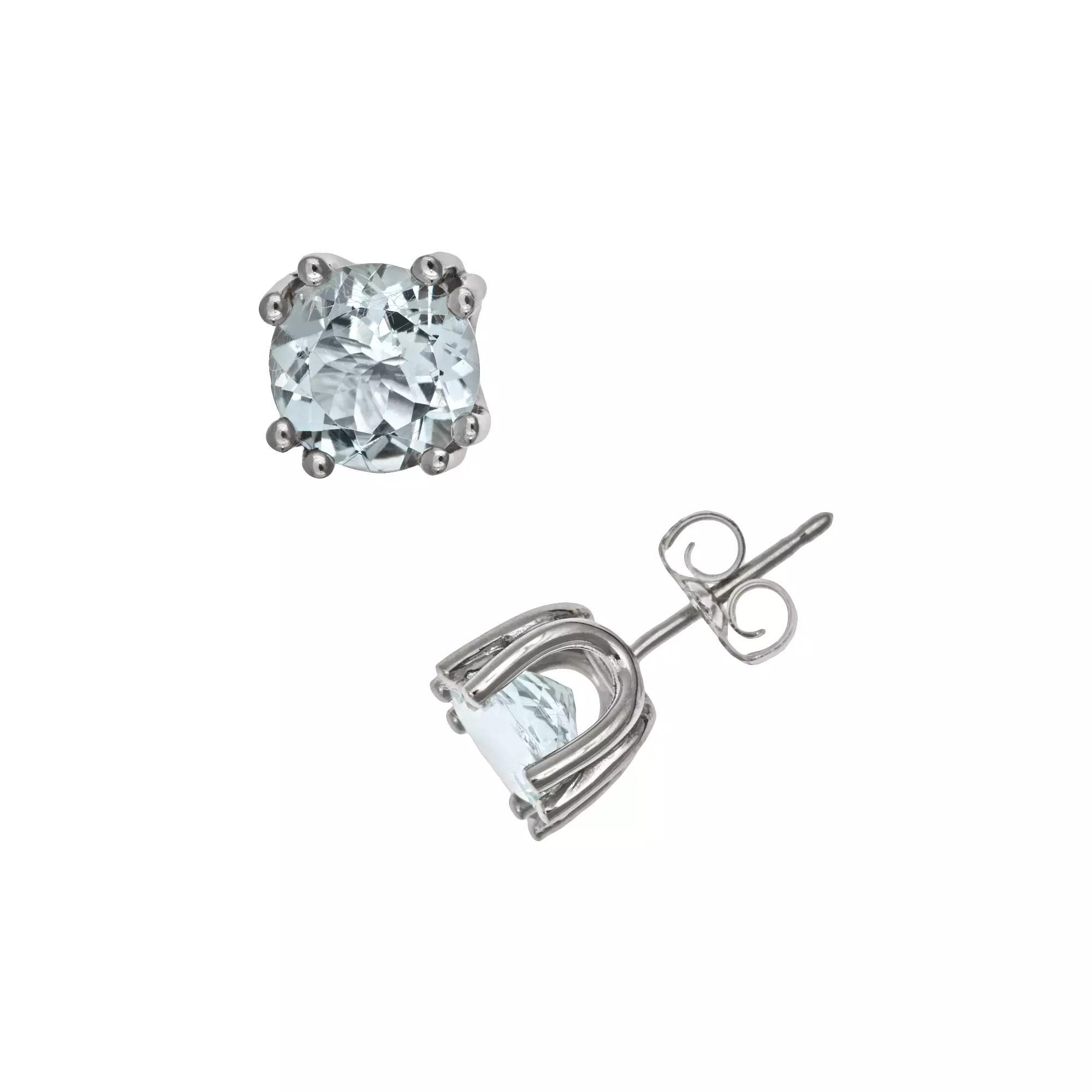Celebration Gems Sterling Silver Aquamarine Stud Earrings, Women's, Blue Product Image