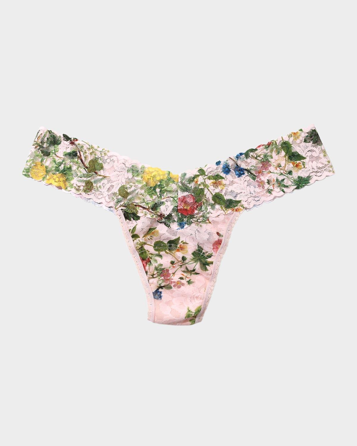 Printed Low-Rise Signature Lace Thong Product Image