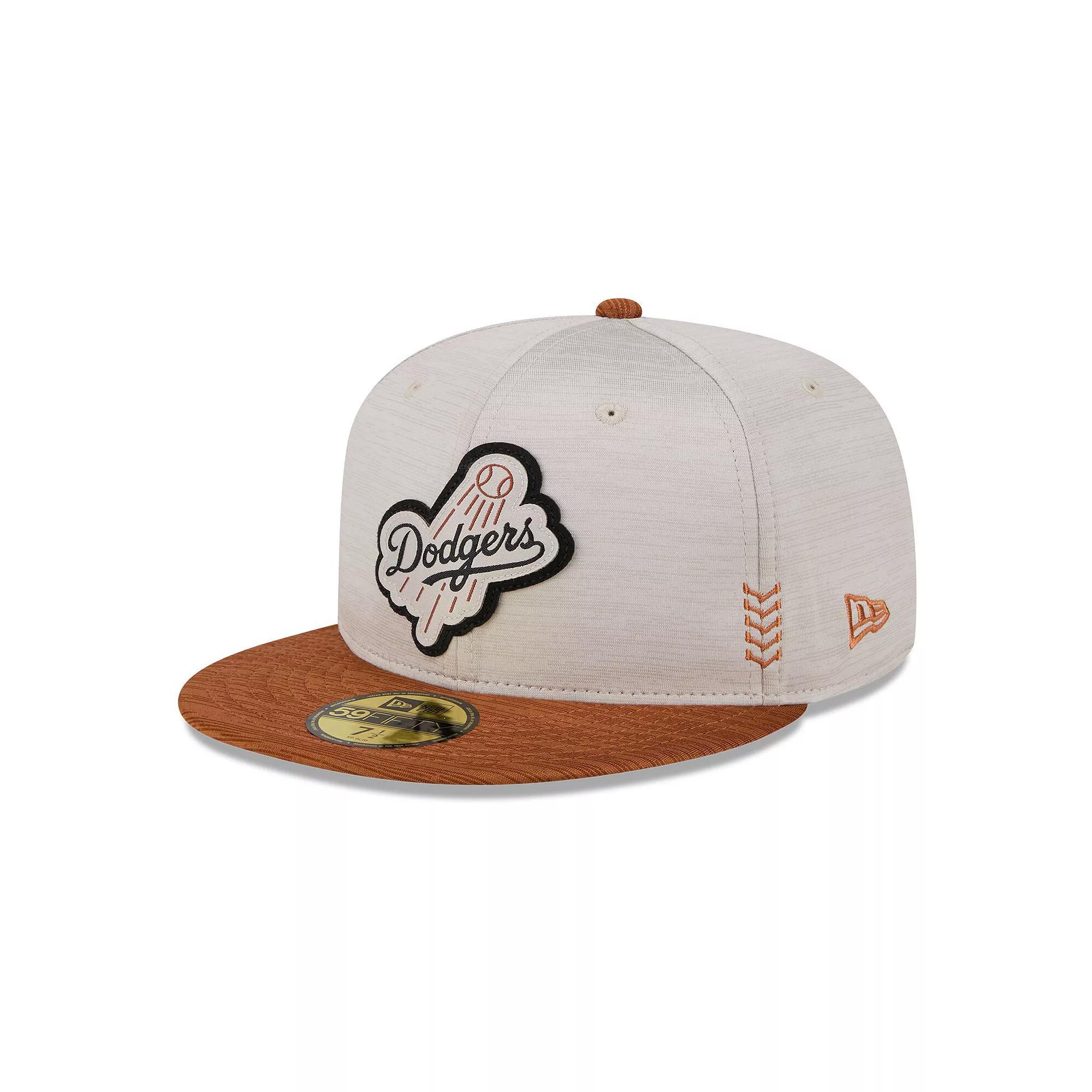 Men's New Era Stone/Brown Los Angeles Dodgers 2024 Clubhouse 59FIFTY Fitted Hat, Size: 8, Team Product Image