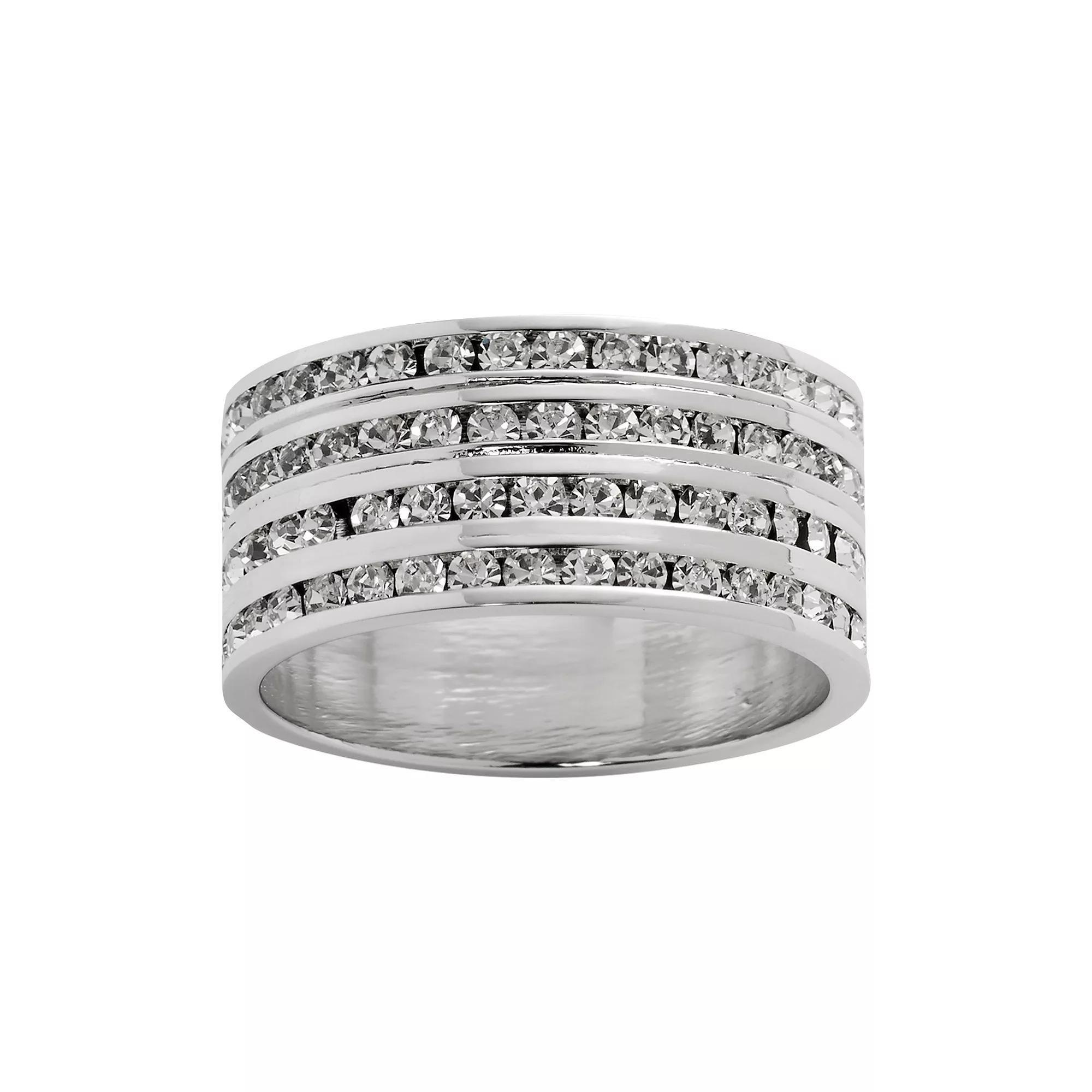 Traditions Jewelry Company Sterling Silver Crystal Eternity Ring, Womens White Product Image