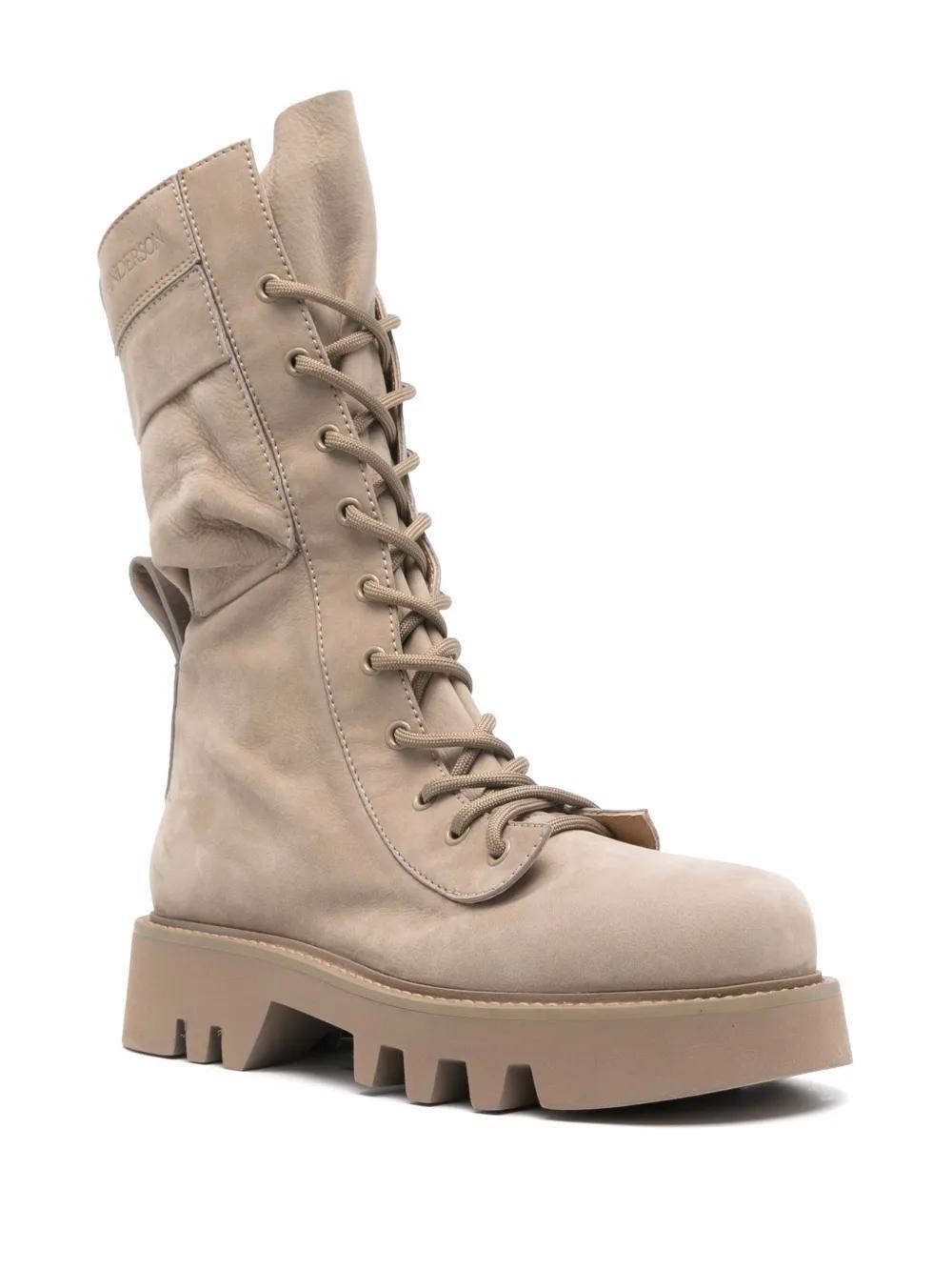 JW ANDERSON Leather Combat Boots In Neutrals Product Image