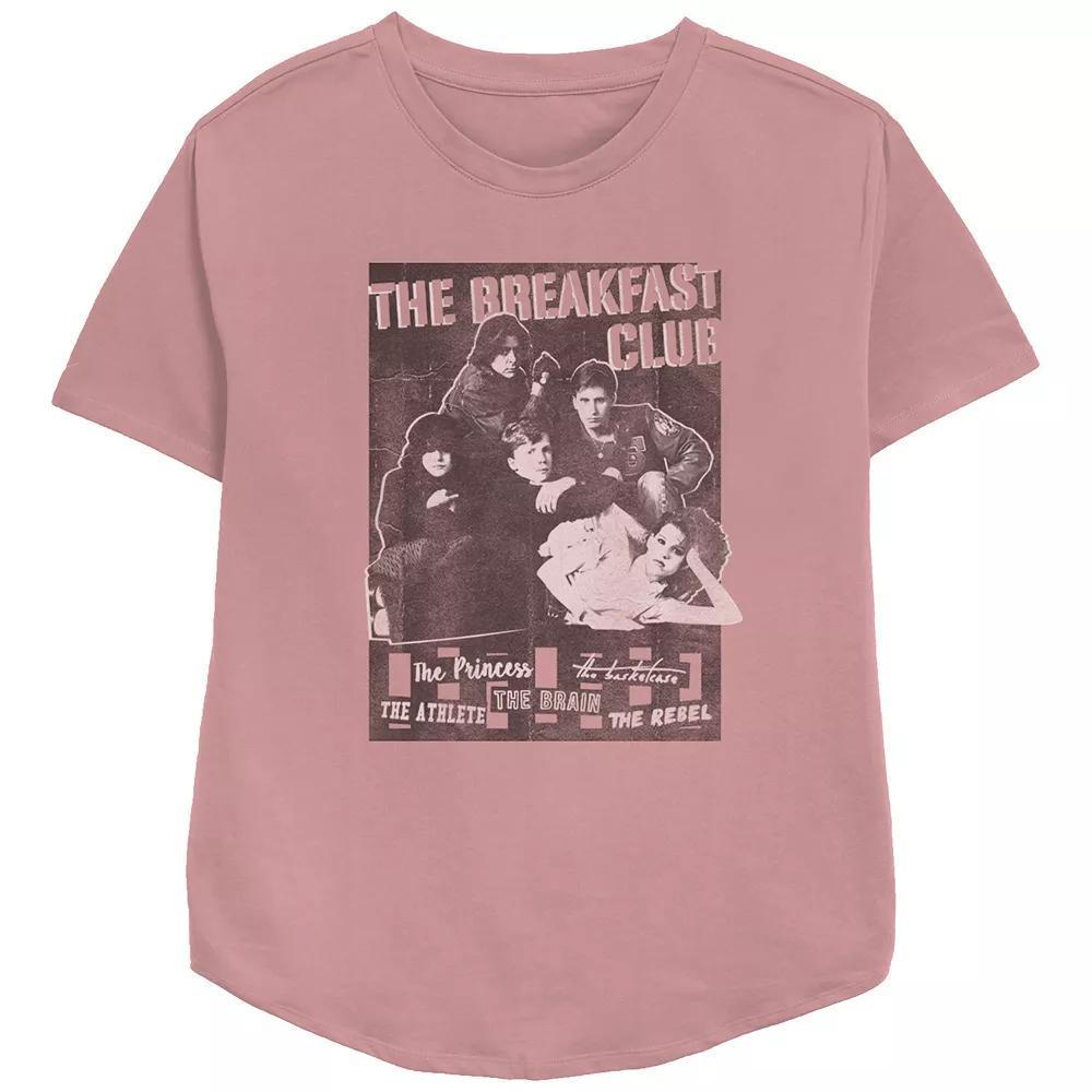 Women's The Breakfast Club Retro Poster Relaxed Fit Graphic Tee, Girl's, Size: XXL, Pink Product Image