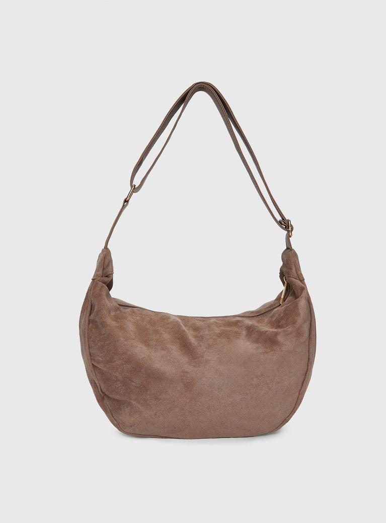 Ransom Faux Suede Shoulder Bag Taupe Product Image