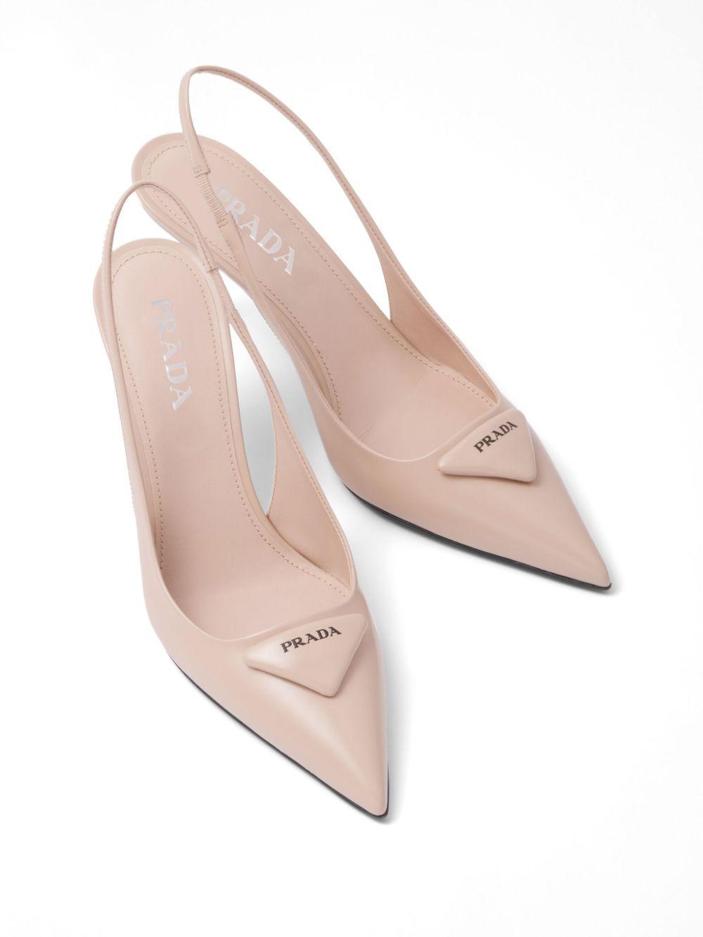 75mm brushed leather slingback pumps Product Image