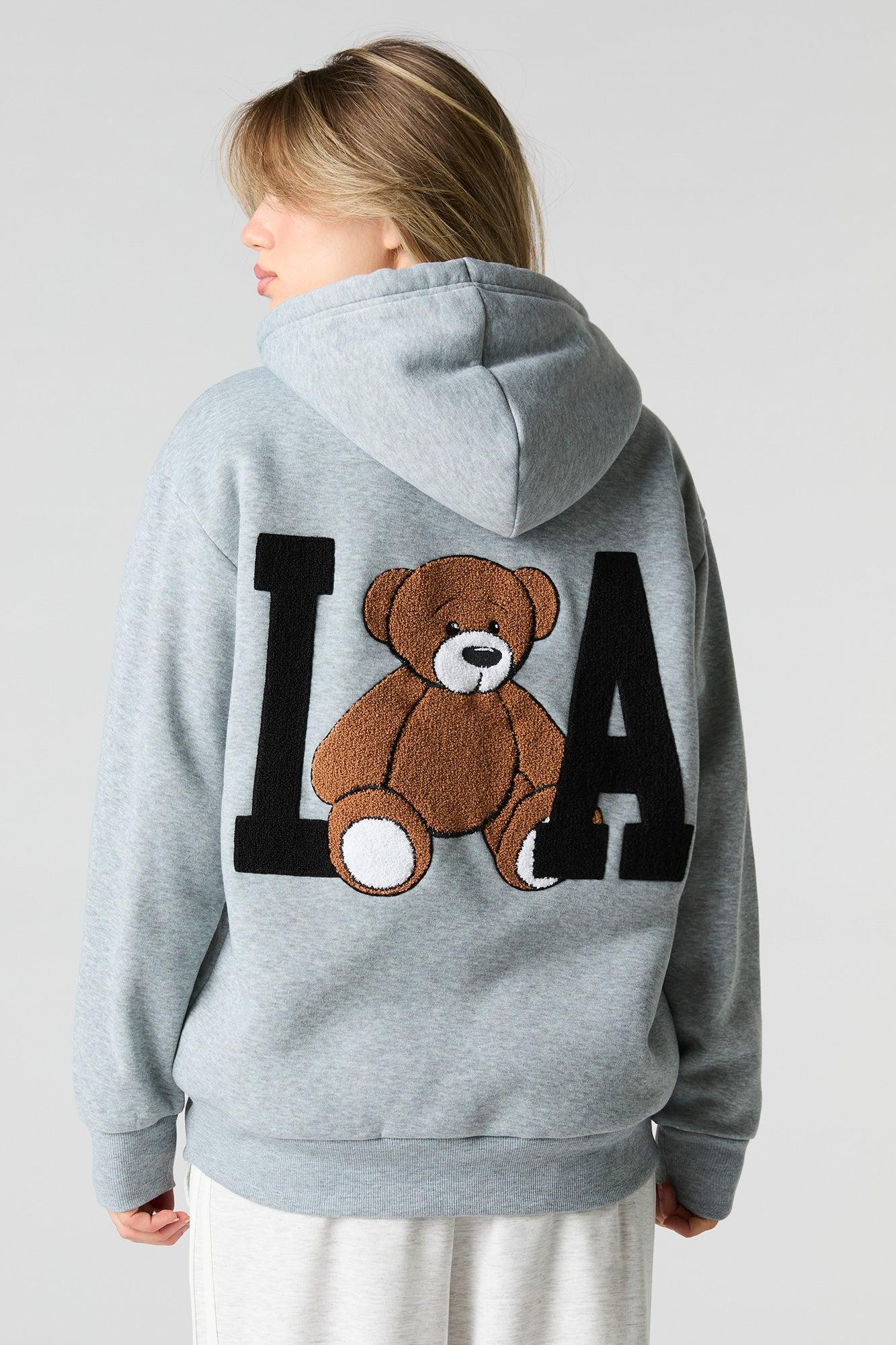 Chenille Embroidered Faux Fur Lined Fleece Hoodie Female Product Image