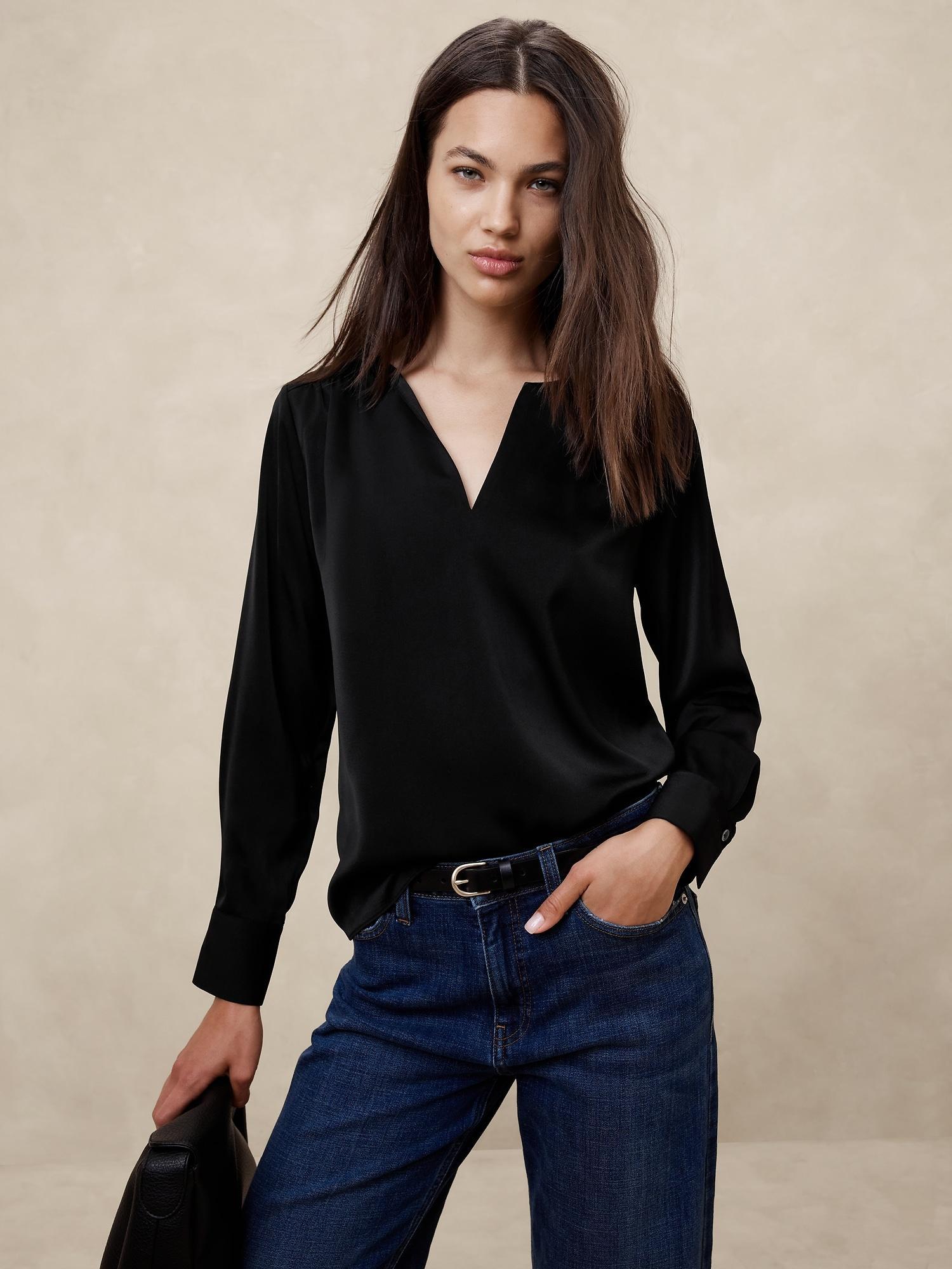 Shirred V-Neck Blouse Product Image