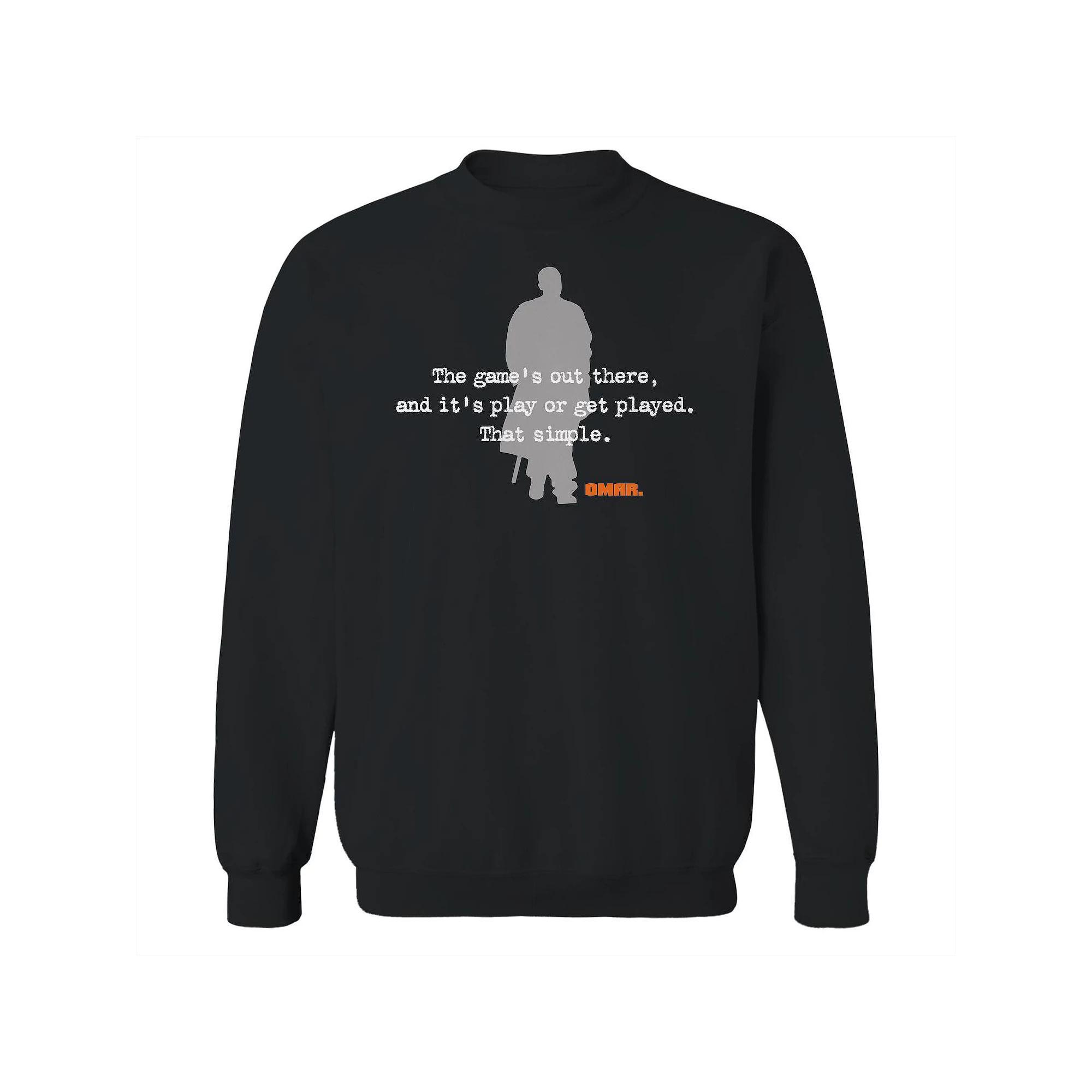 Men's Omar Silhouette Quote The Wire Graphic Fleece Crew Sweatshirt, Size: Medium, Black Product Image
