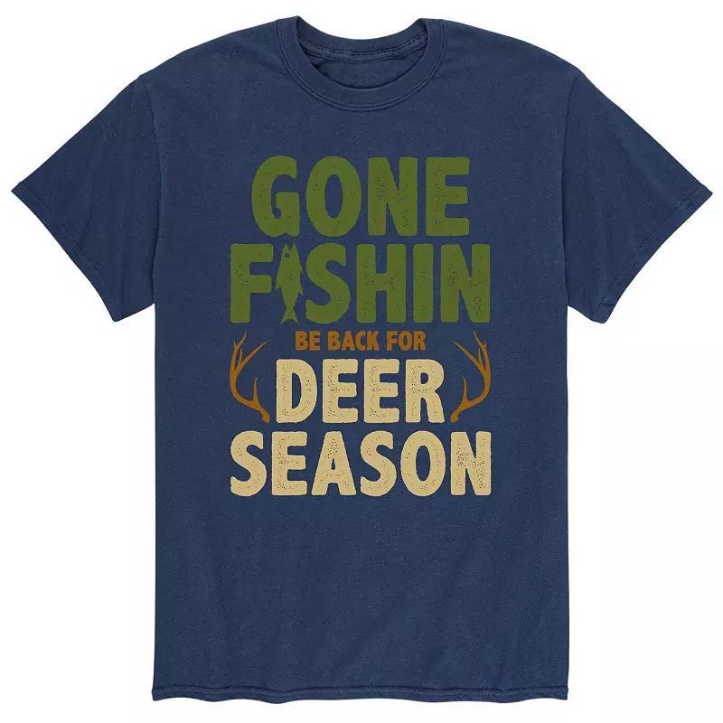 Men's "Gone Fishin Be Back For Deer Season" Tee, Size: Medium, Black Product Image