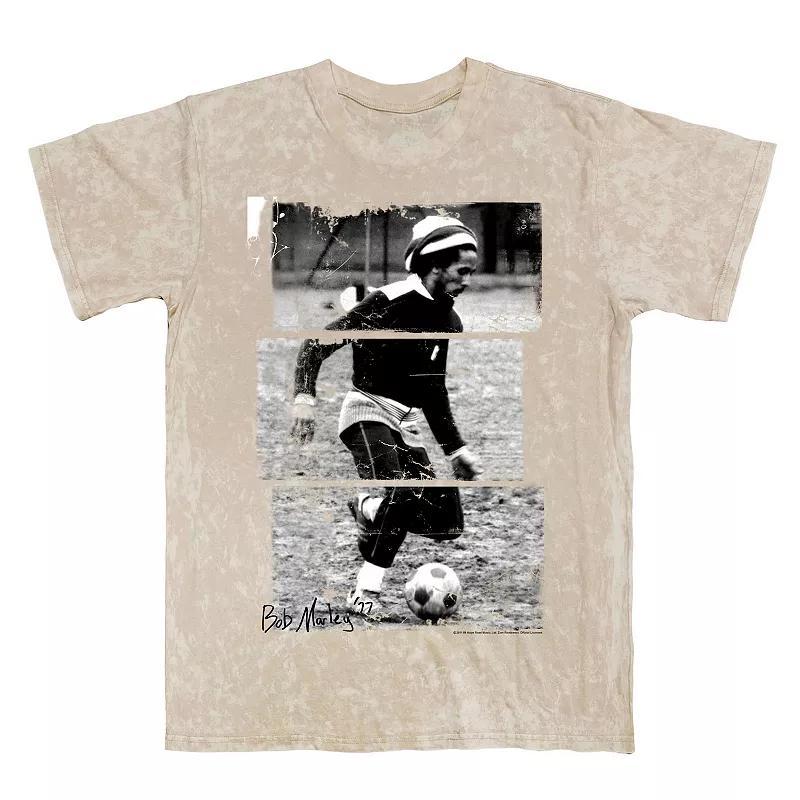Men's Bob Marley Soccer Graphic Tee, Size: Small, Natural Mineral Blue Product Image
