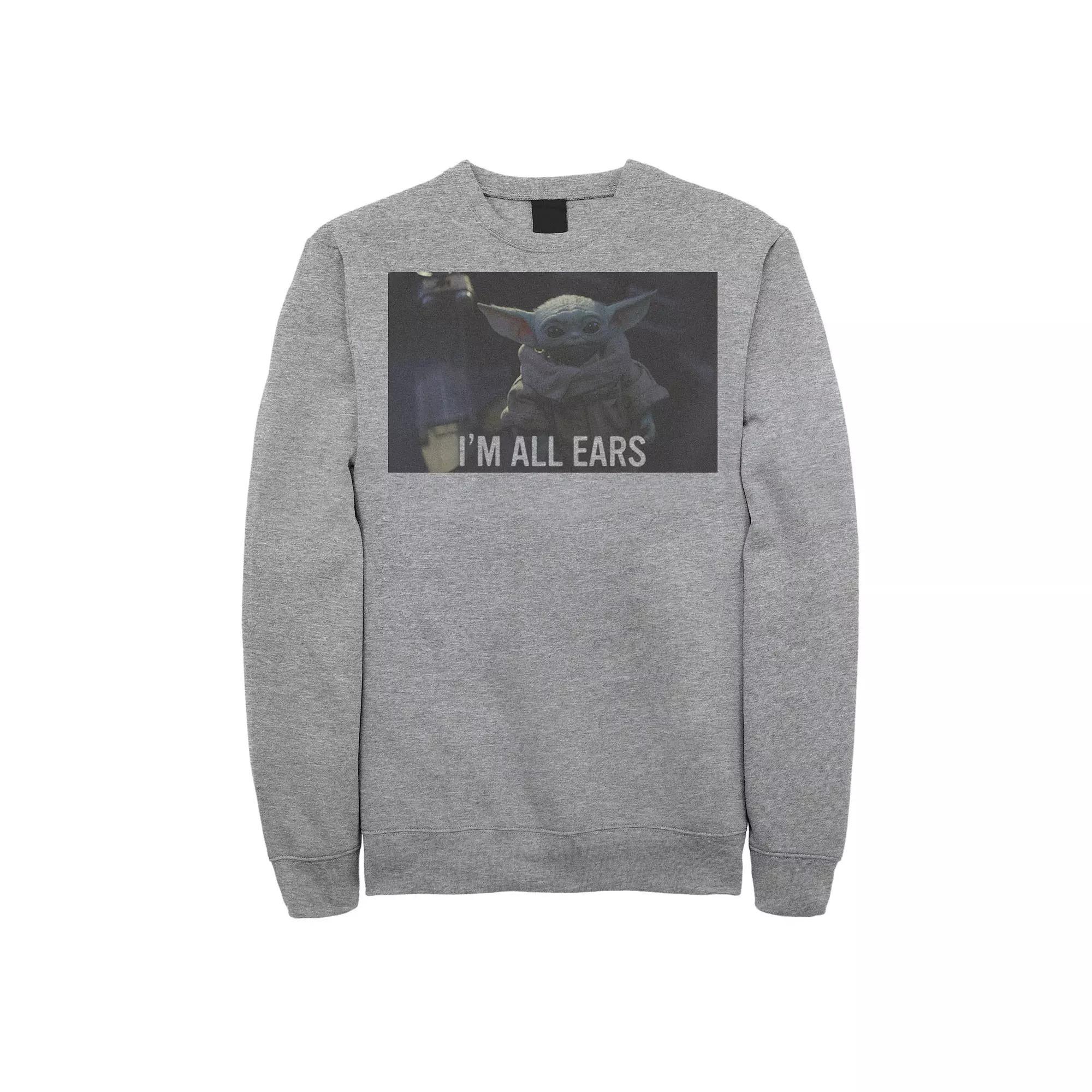 Men's Star Wars The Mandalorian The Child I'm All Ears Portrait Sweatshirt, Size: XXL, Athletic Grey Product Image
