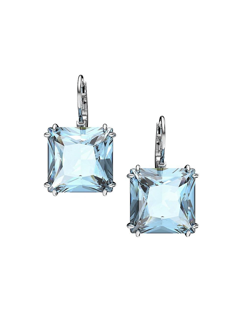 Swarovski Millenia Green Square Crystal Drop Earrings in Gold Tone Product Image