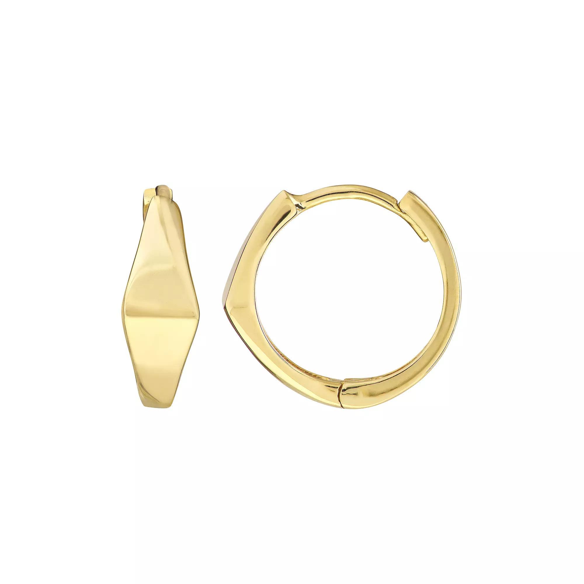 10k Gold 10.3 mm Triangle Hoop Earrings, Women's Product Image