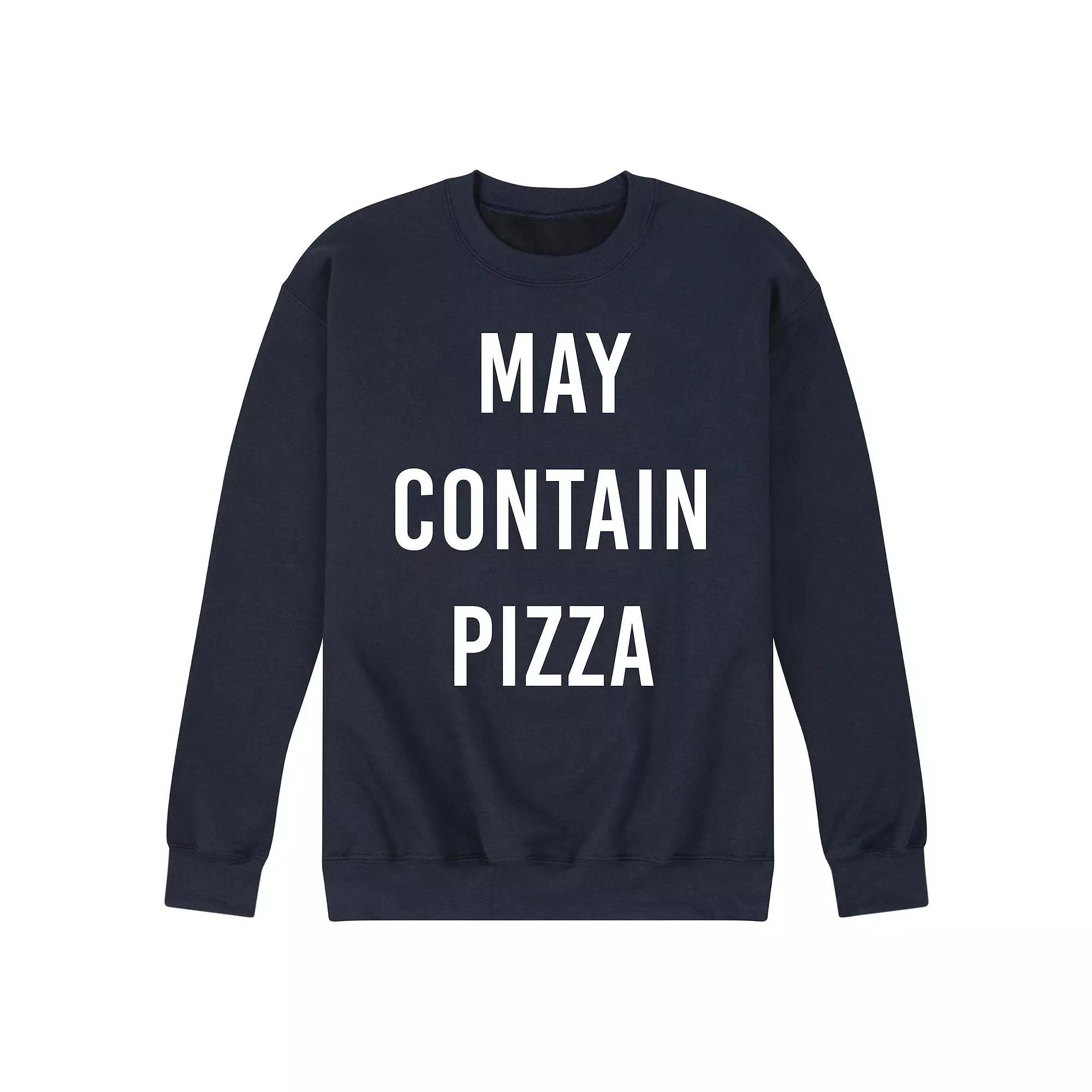 Mens May Contain Pizza Fleece Sweatshirt Grey Gray Product Image