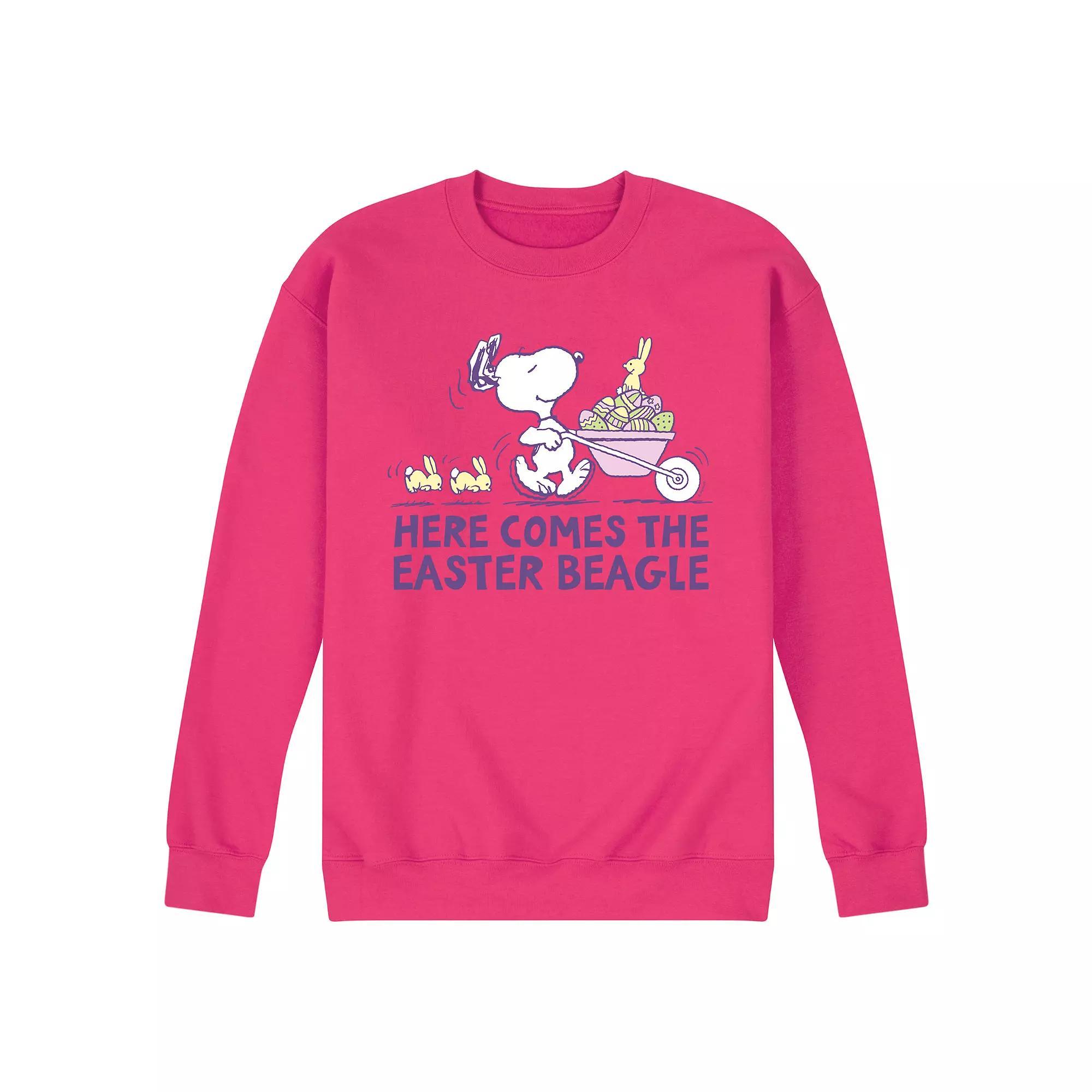 Mens Peanuts Easter Bunny Helper Fleece Sweatshirt Grey Gray Product Image