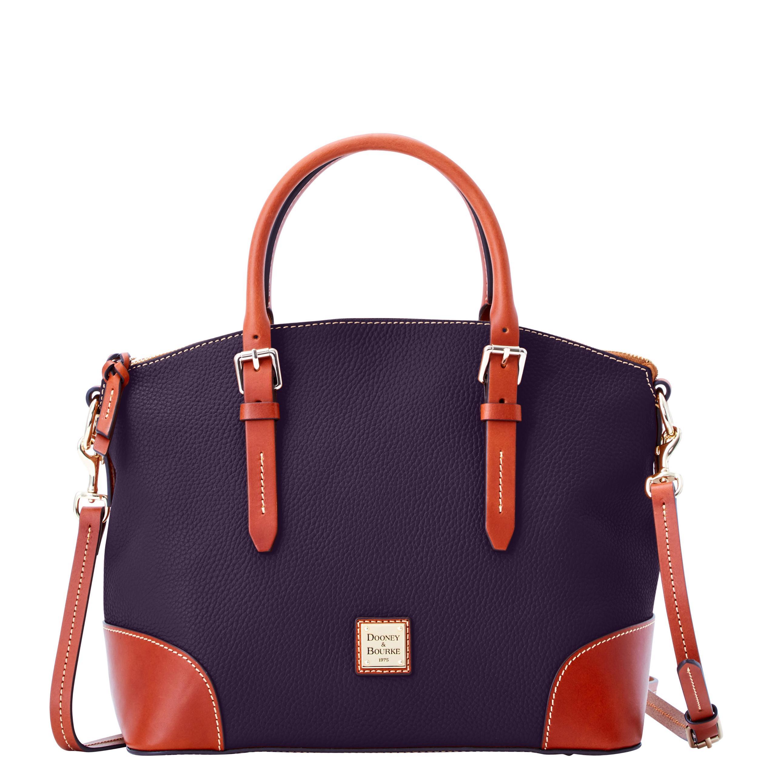 Dooney & Bourke Womens Pebble Grain Domed Leather Satchel Bag in Black Product Image