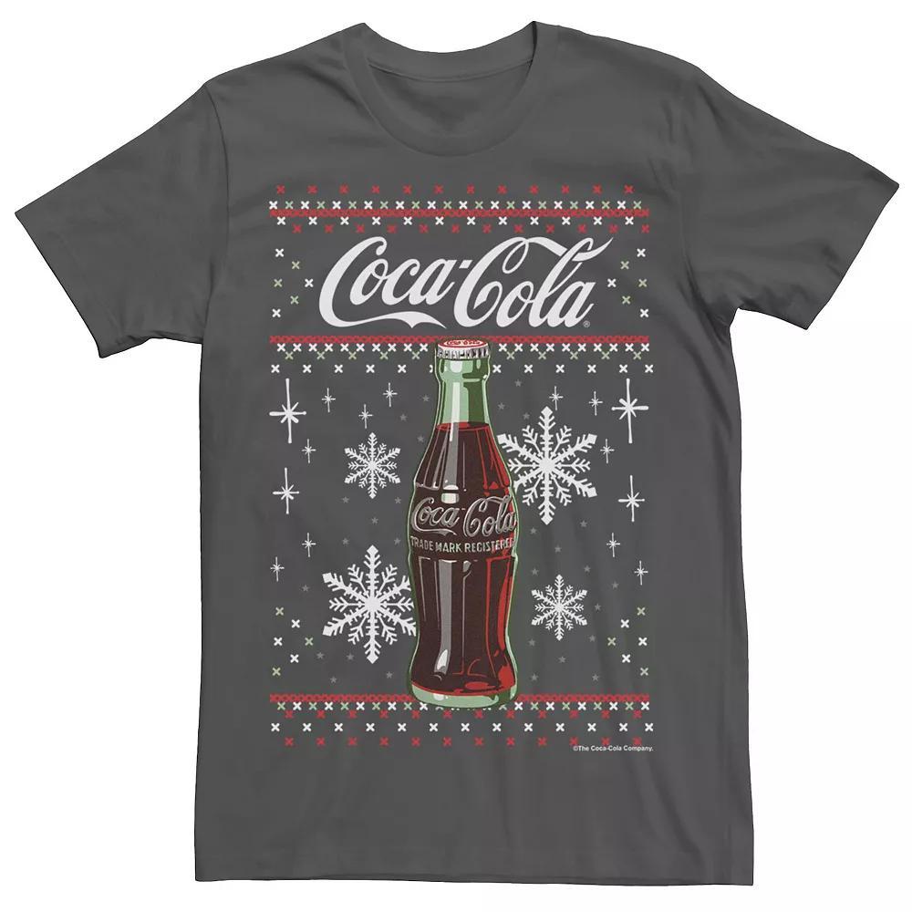 Men's Coca-Cola Classic Bottle Christmas Sweater Style Tee, Size: Small, Grey Product Image