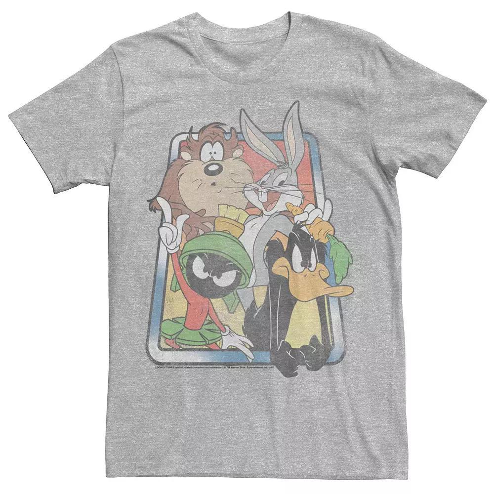 Men's Looney Tunes Character Group Shot Faded Portrait Tee, Size: Large, Athletic Grey Product Image