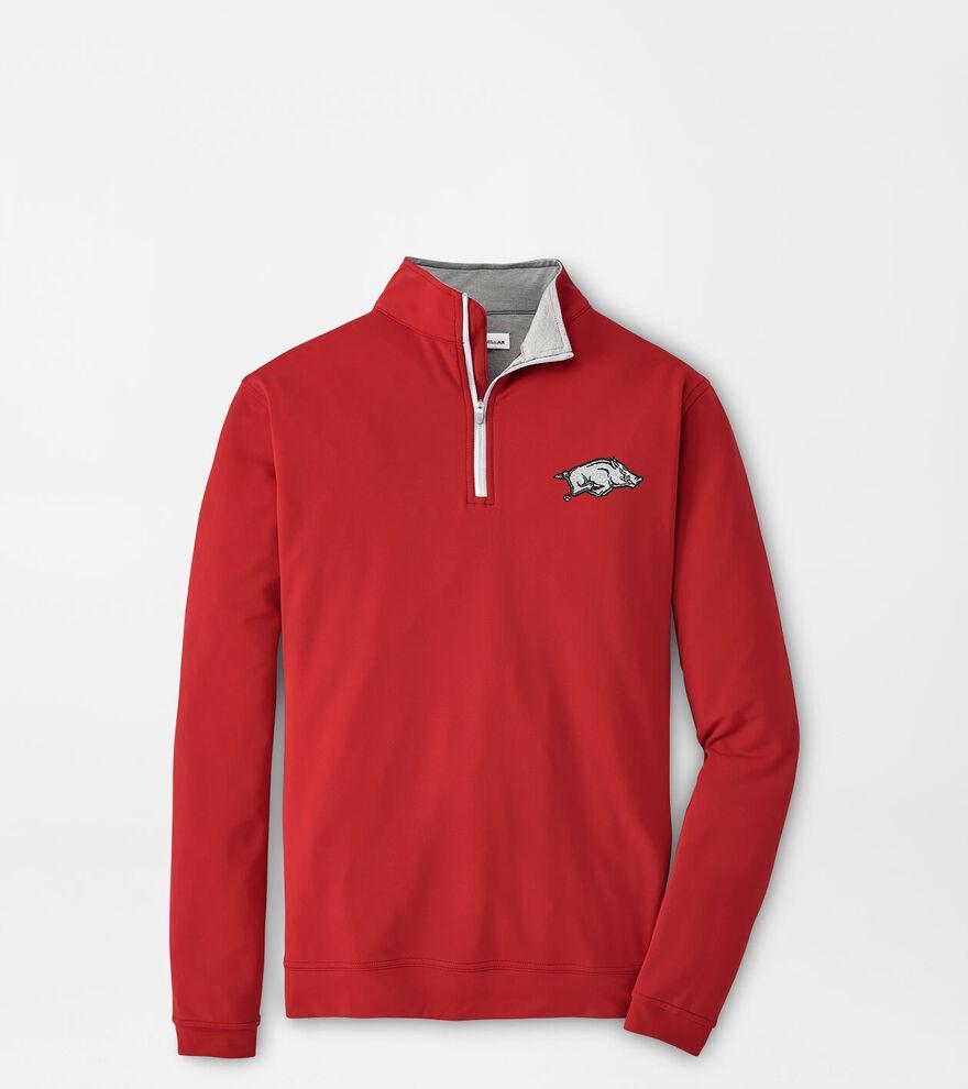 Peter Millar Mens Arkansas Perth Performance Quarter-Zip | Color: Crimson | Size: M Product Image