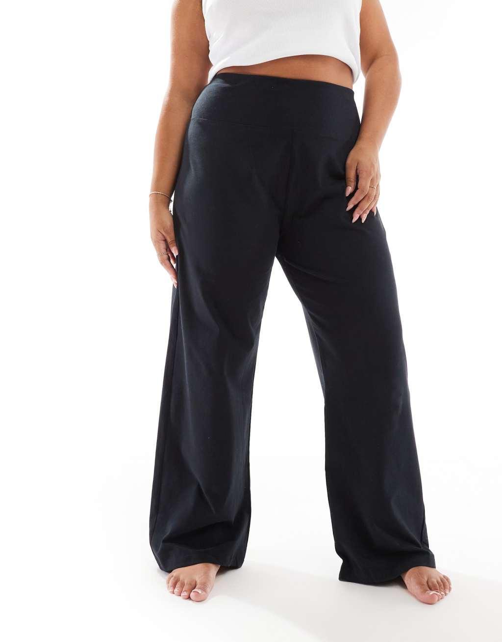 ASOS 4505 Curve Studio soft touch wide leg dance pants in black Product Image