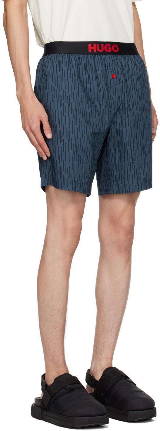 HUGO BOSS Blue Printed Shorts In 405 - Dark Blue Product Image