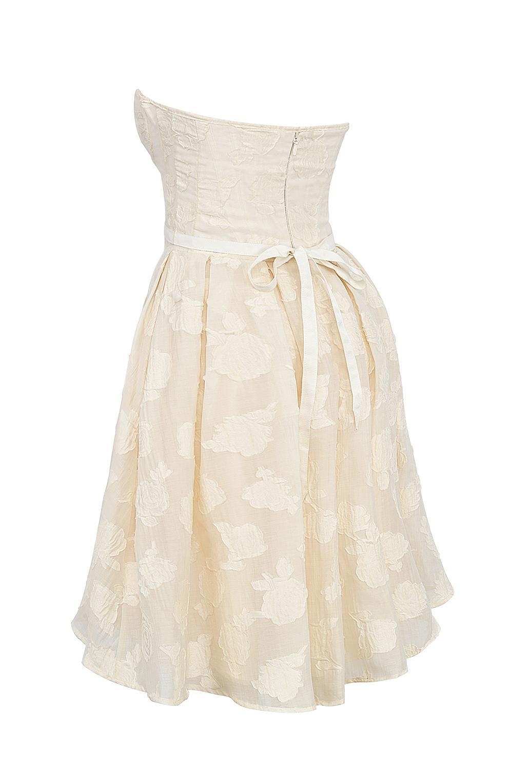 Saige Vintage Cream Floral Strapless Mini Dress Product Image
