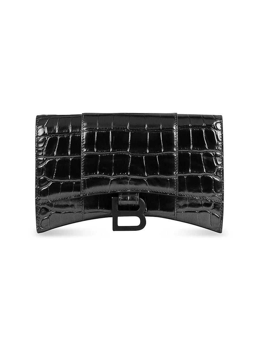 Womens Hourglass Wallet with Chain Crocodile Embossed Product Image