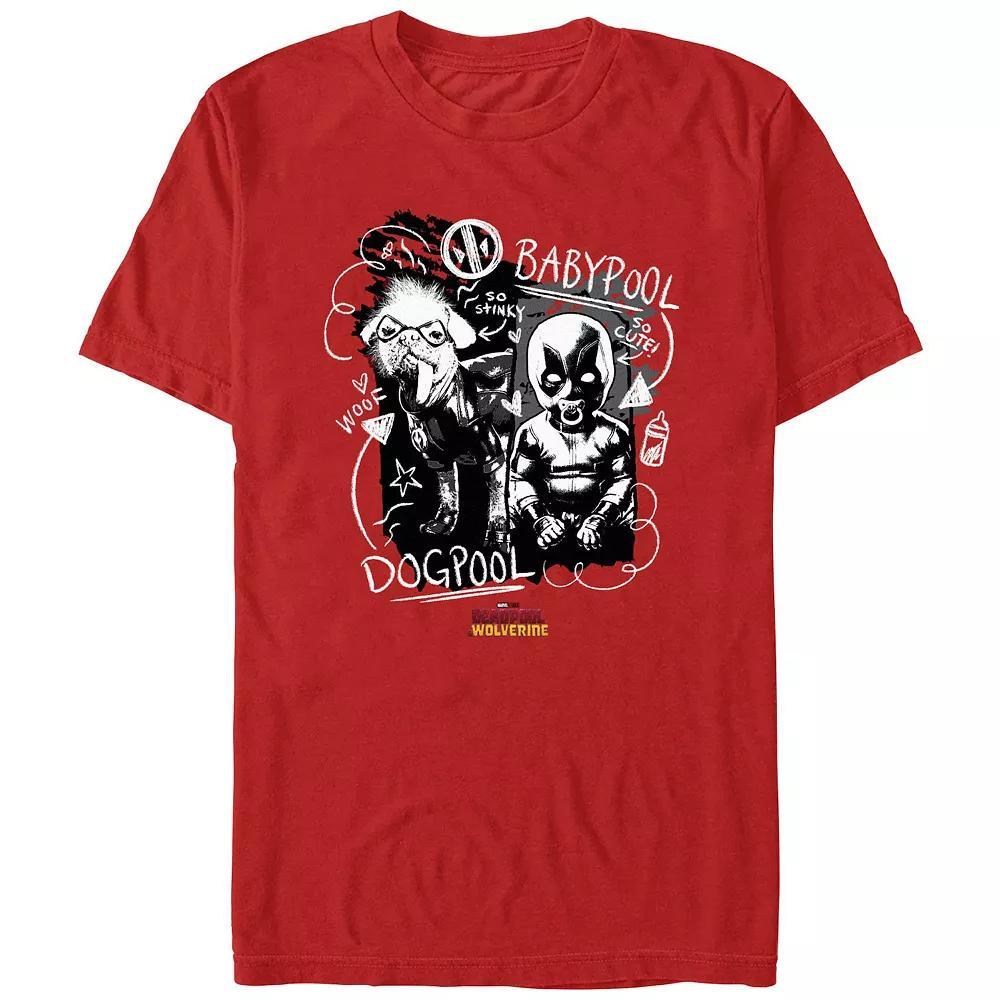 Men's Marvel Deadpool And Wolverine Dogpool And Babypool Graphic Tee, Size: Small, Red Product Image