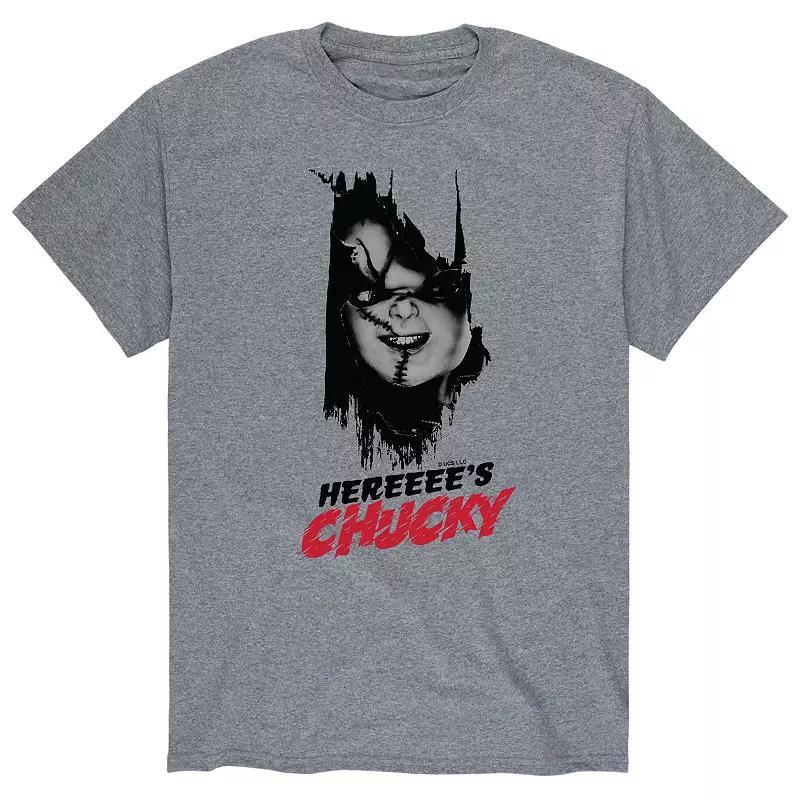 Men's Chucky Here's Chucky Tee, Size: Large, Gray Product Image