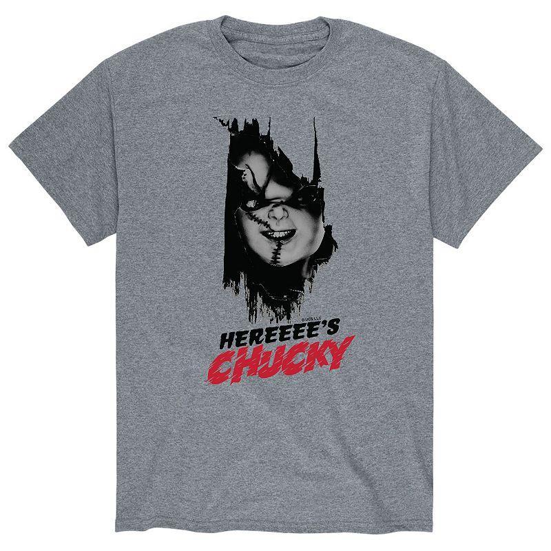 Men's Chucky Here's Chucky Tee, Size: Large, Gray Product Image