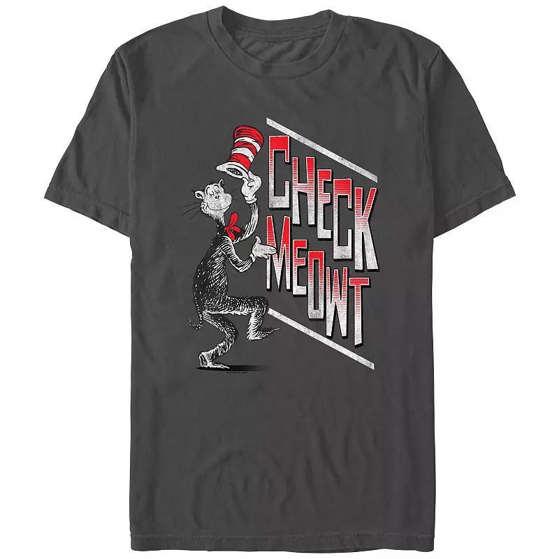 Men's Dr. Seuss Check Meowt Poster Graphic Tee, Size: Small, Grey Product Image