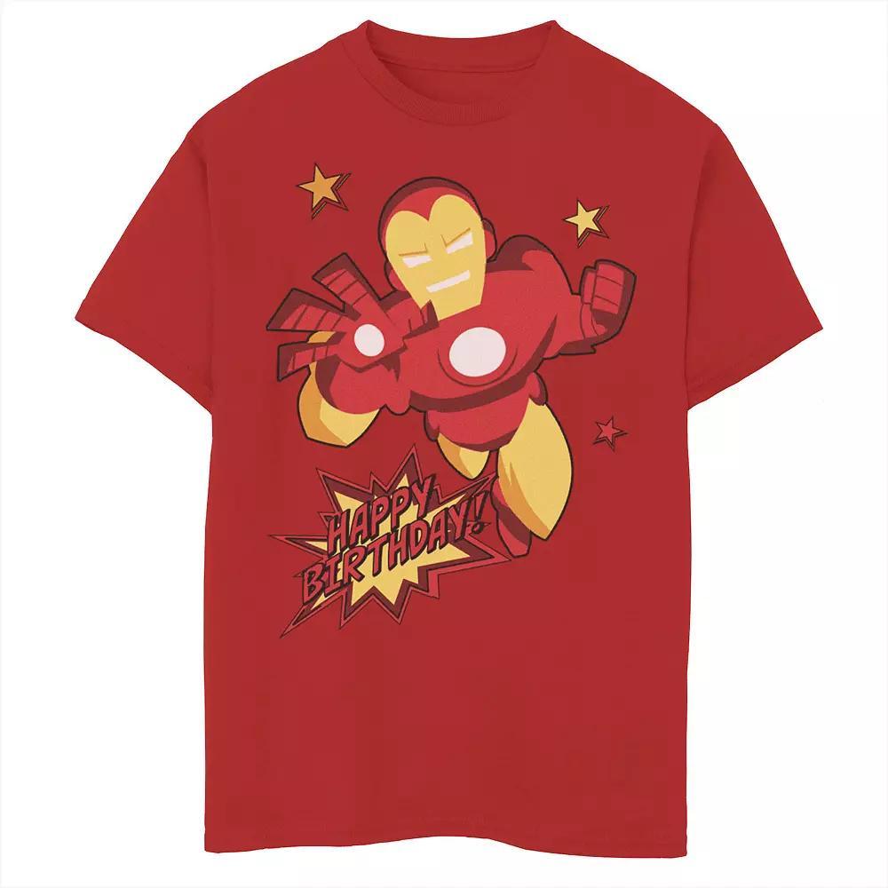 Boys 8-20 Marvel Avengers Iron Man Happy Birthday Tee, Boy's, Size: Small, Red Product Image
