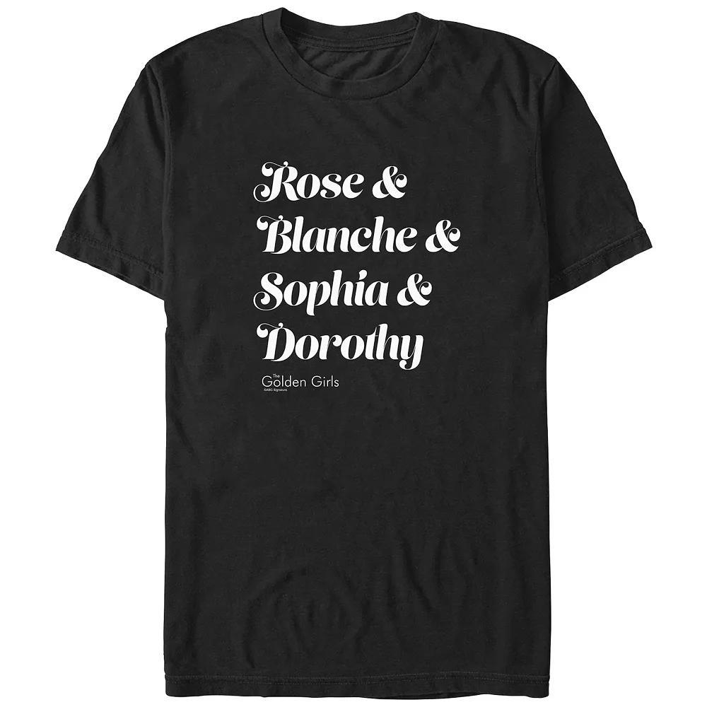 Men's The Golden Girls Main Girls Names Graphic Tee, Size: Medium, Black Product Image