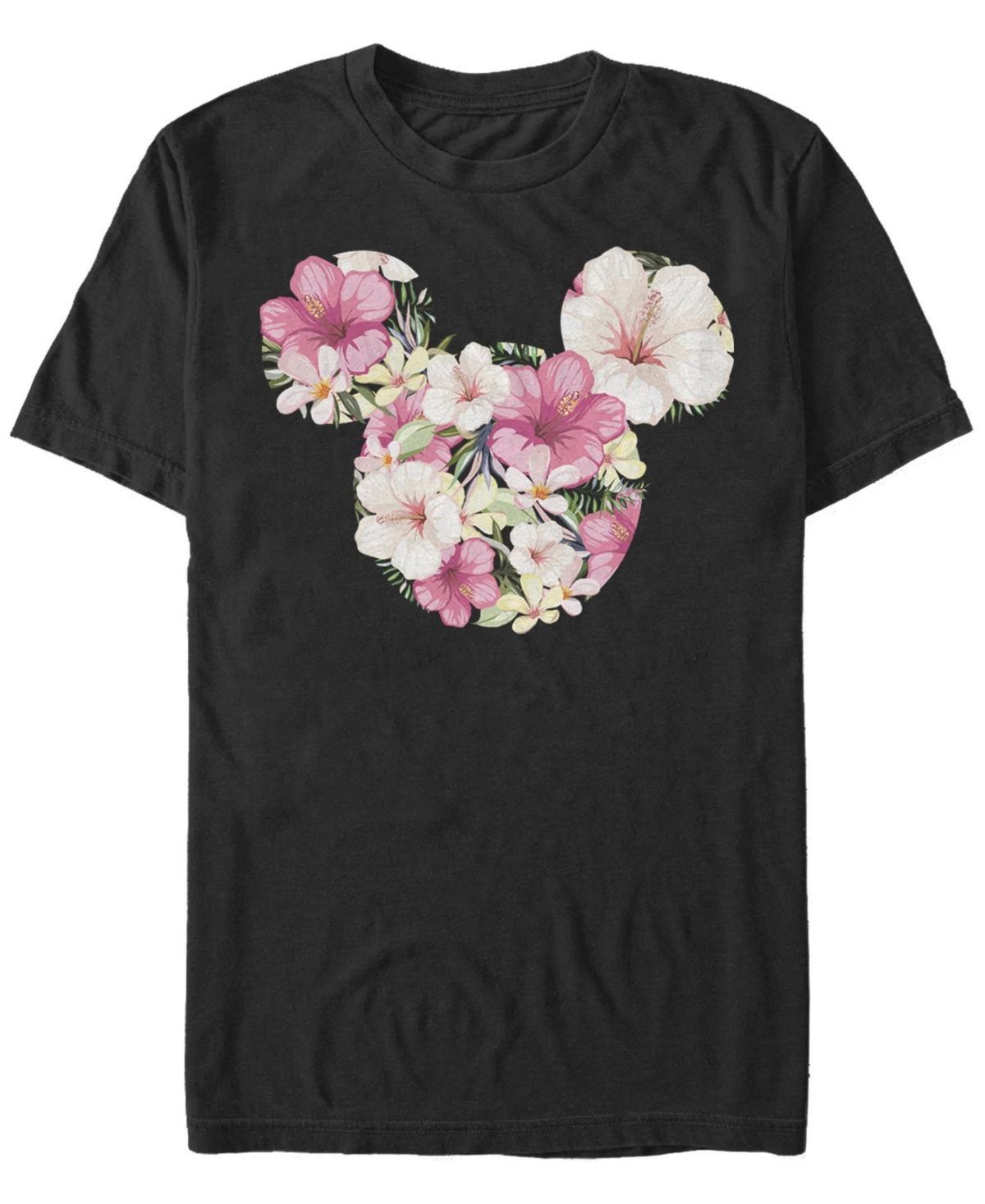 Disney's Mickey & Friends Mickey Floral Fill Men's Tee, Size: Medium, Black Product Image