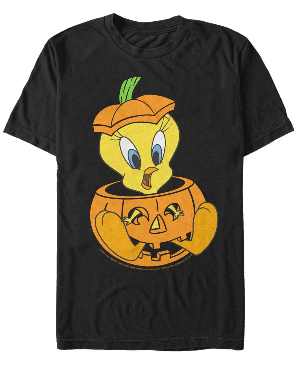 Men's Looney Tunes Tweety Bird In A Pumpkin Tee, Size: Large, Black Product Image