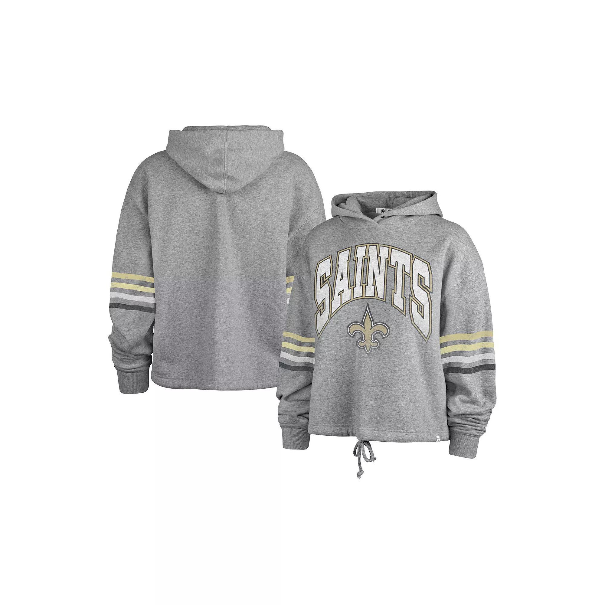 Women's '47 Heather Gray New Orleans Saints Upland Bennett Pullover Hoodie, Size: Medium, Grey Product Image