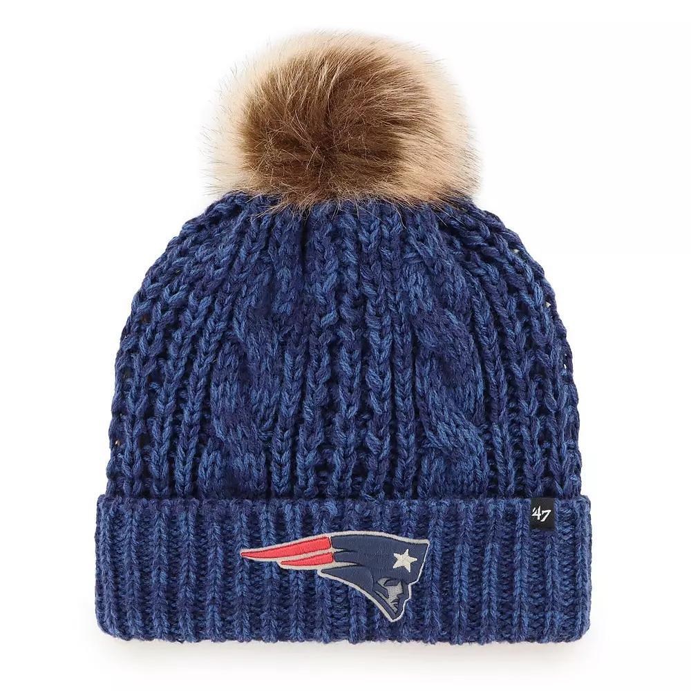 Women's '47 Navy New England Patriots Logo Meeko Cuffed Knit Hat with Pom, Blue Product Image
