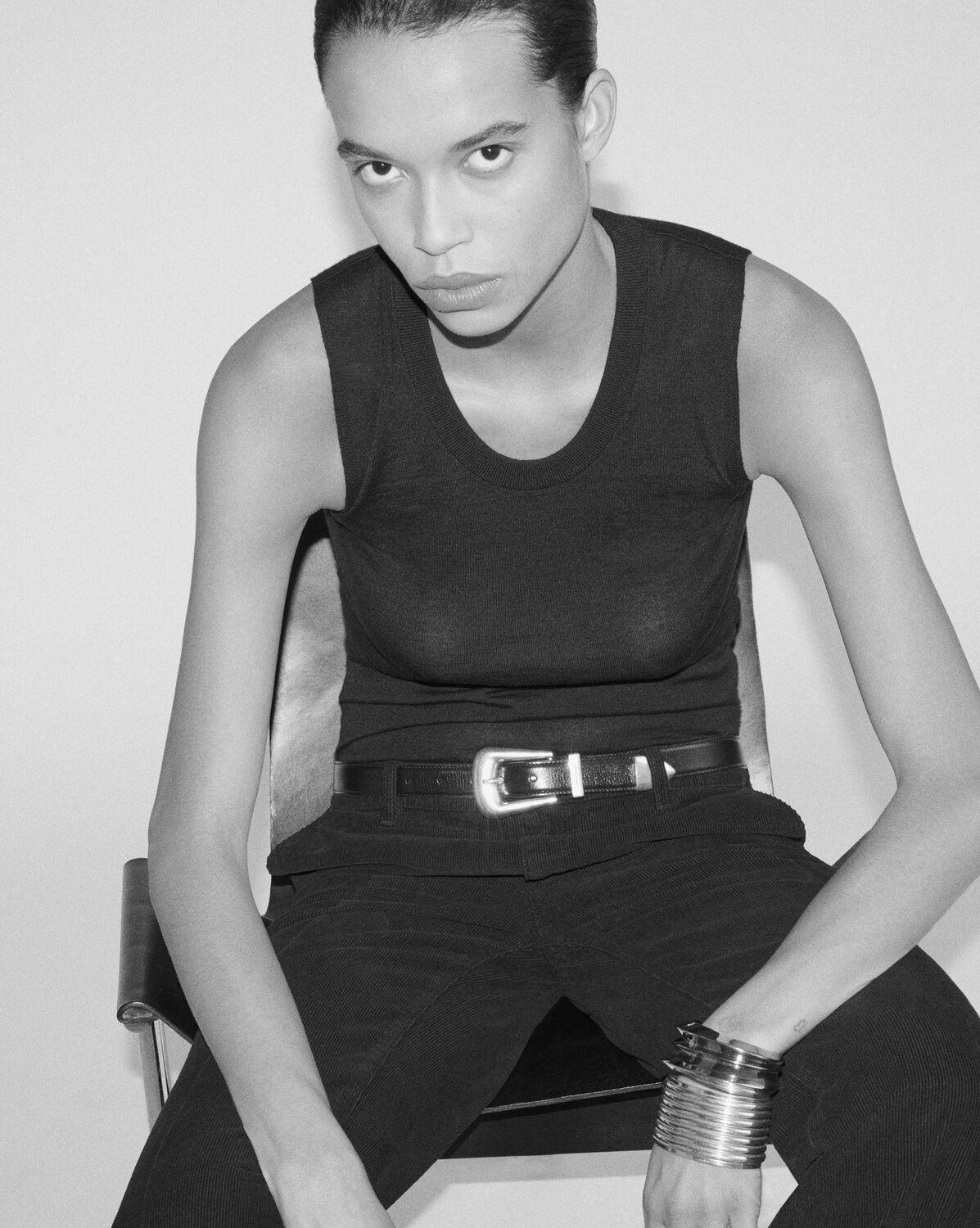 FOLK buckle belt in smooth leather | Saint Laurent | YSL.com Product Image