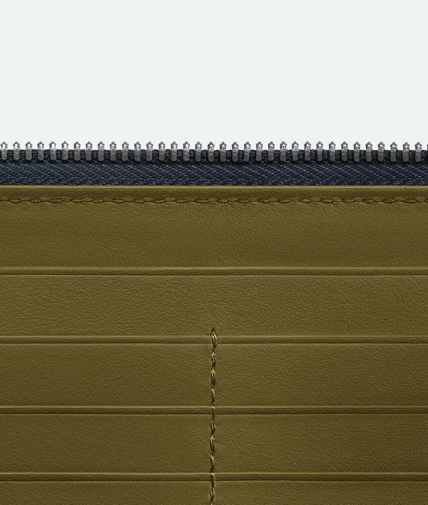 Men's Intrecciato Zip Around Wallet in Shadow/olive oil Product Image