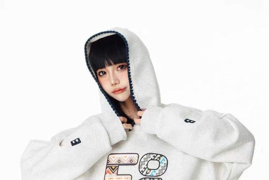 Lettering Loose Fit Hoodie Product Image