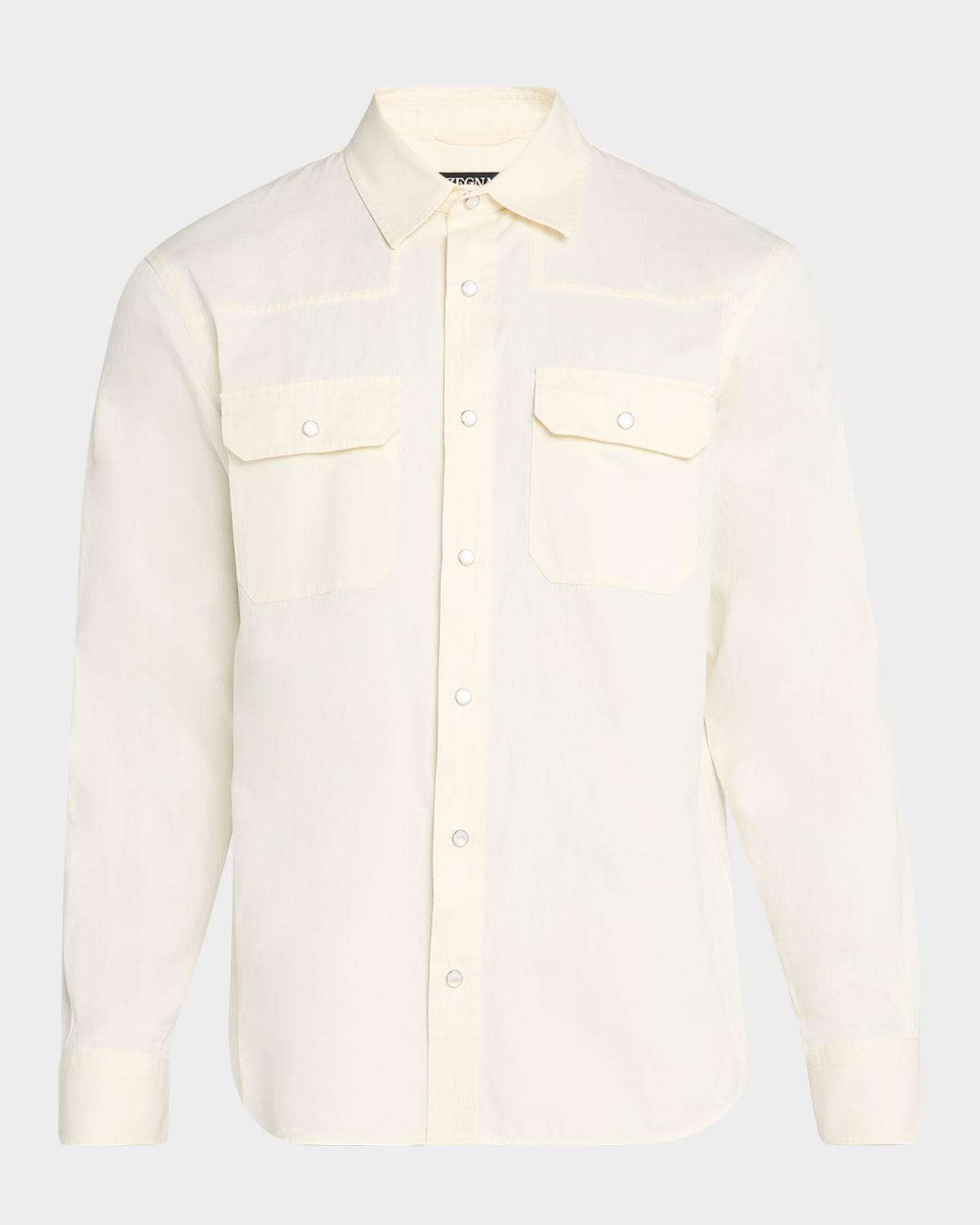 Mens Cotton and Linen Western Shirt Product Image