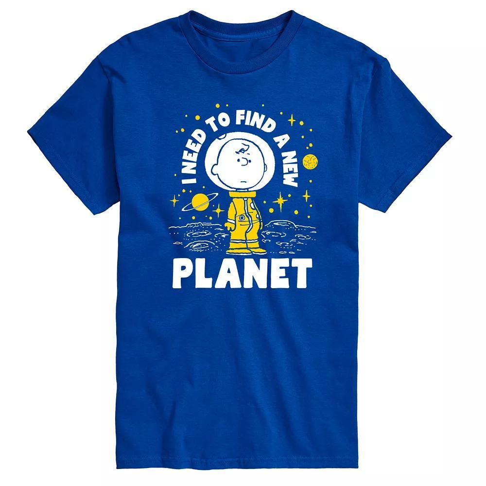 Big & Tall Peanuts Charlie Brown Another Planet Graphic Tee, Mens Blue Product Image